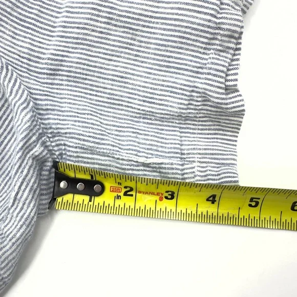 Quince European Linen High Waisted Shorts Womens Size Large Coastal Beach Stripe - Picture 10 of 11